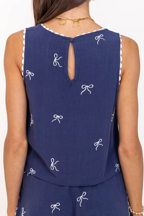 Easy Days Navy Bow Print Tank