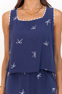 Easy Days Navy Bow Print Tank