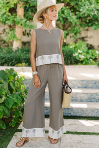 Effortlessly Bright Olive Embroidered Tank