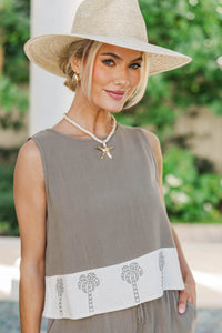 Effortlessly Bright Olive Embroidered Tank