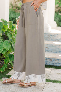 Casual Summer Confidence Olive Embroidered Pants