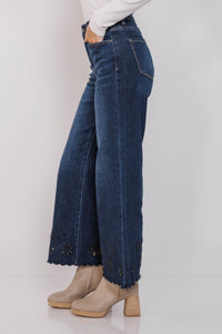 Run To Me Blue Eyelet Straight Leg Jeans