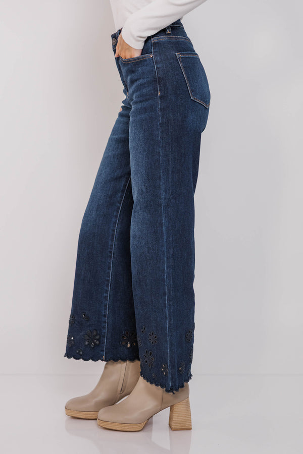 Run To Me Blue Eyelet Straight Leg Jeans