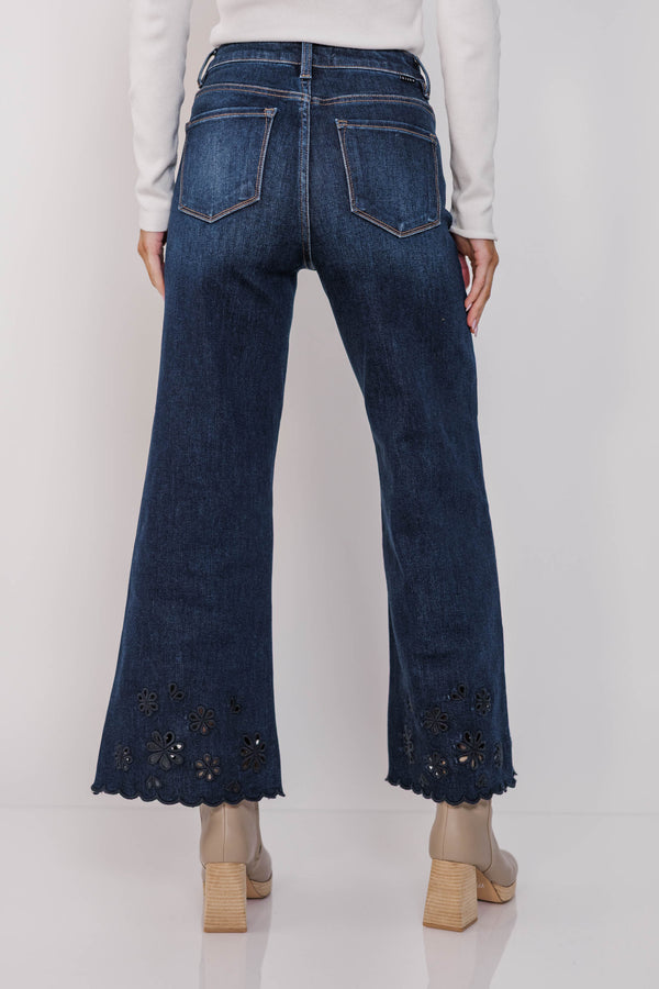 Run To Me Blue Eyelet Straight Leg Jeans