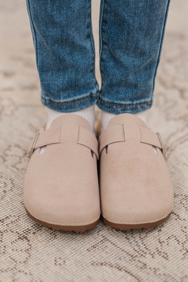 Girls: Rosy Days Taupe Clogs