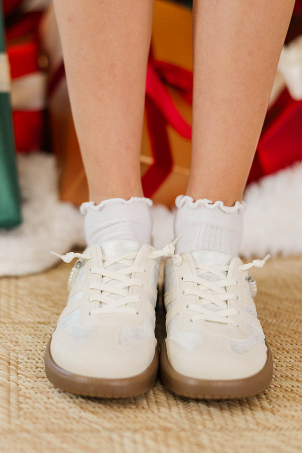 Girls: Step into Sparkle Silver Embellished Bow Sneaker