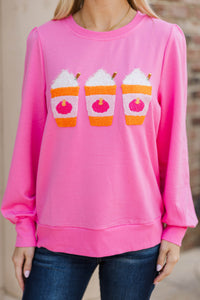 Love Fall A Latte Pink Sweatshirt