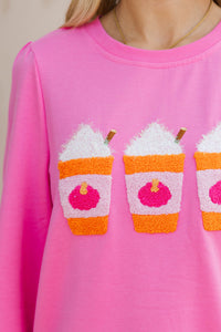 Love Fall A Latte Pink Sweatshirt