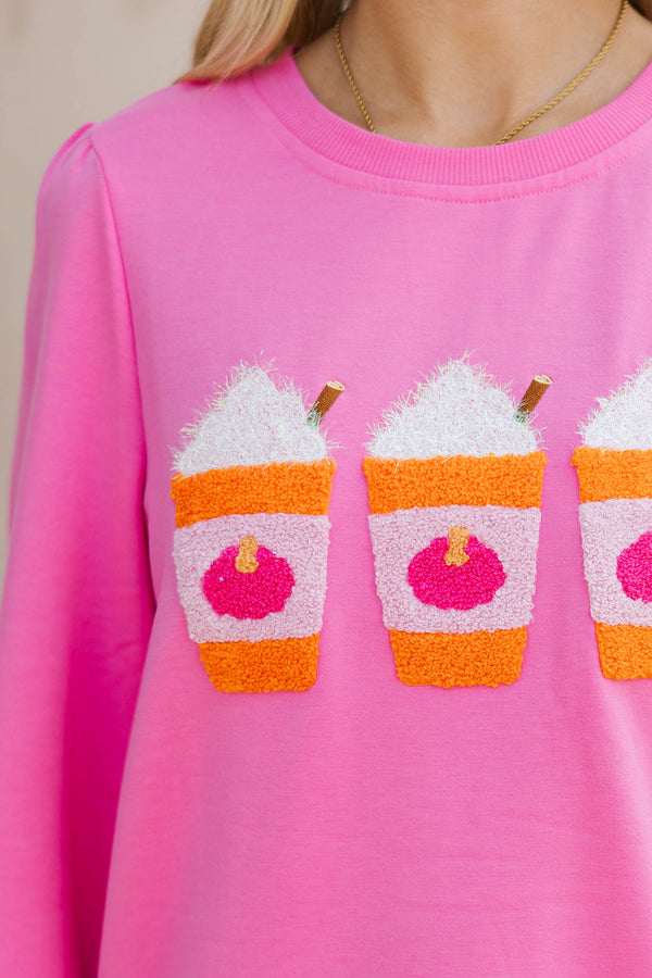 Love Fall A Latte Pink Sweatshirt