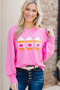 Love Fall A Latte Pink Sweatshirt