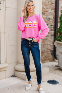 Love Fall A Latte Pink Sweatshirt