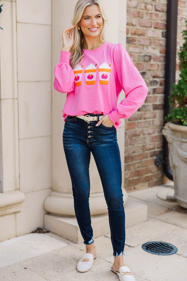 Love Fall A Latte Pink Sweatshirt