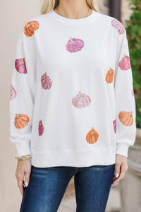 Autumn Glow White Pumpkin Sweatshirt