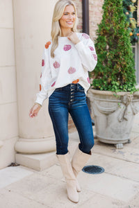 Autumn Glow White Pumpkin Sweatshirt