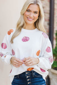 Autumn Glow White Pumpkin Sweatshirt