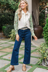 Effortless Grace Olive Floral Blouse