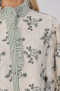 Wildflower Wishes Olive Green Floral Blouse