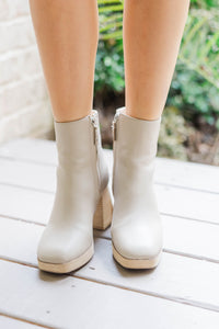 Stepping Things Up Taupe Booties