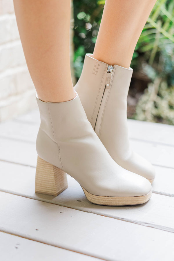 Stepping Things Up Taupe Booties