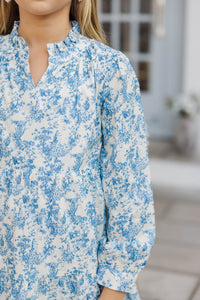 Girls: Ready For It All Blue Toile Midi Dress