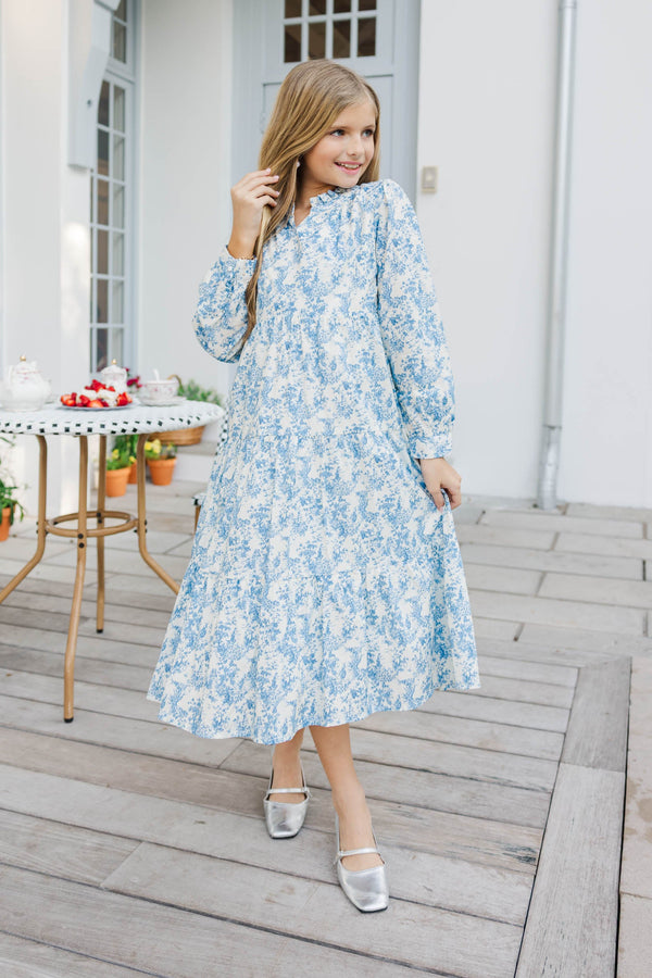 Girls: Ready For It All Blue Toile Midi Dress