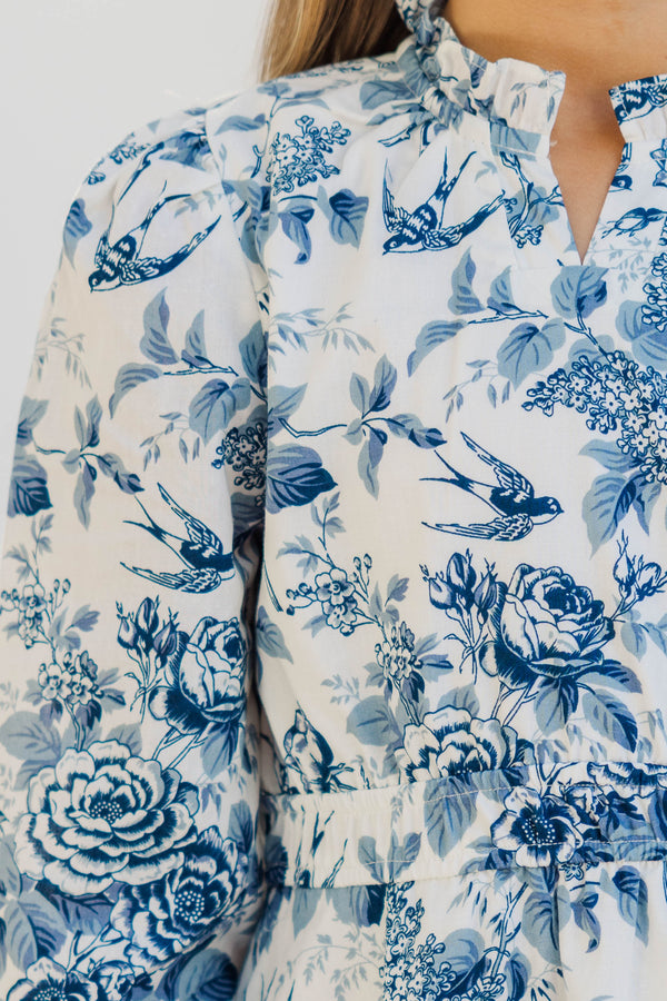 Girls: It's All Alright Navy Blue Toile Dress