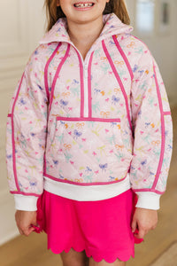 Girls: Always Direct Pink Bow Print Quilted Pullover