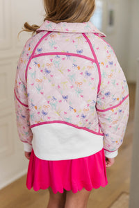 Girls: Always Direct Pink Bow Print Quilted Pullover
