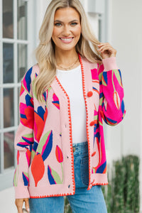 The Winter Go To Red Abstract Cardigan