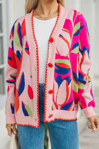 The Winter Go To Red Abstract Cardigan