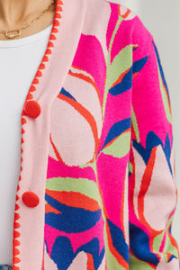 The Winter Go To Red Abstract Cardigan