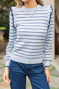 Let You Win Light Blue Striped Sweater