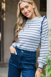 Let You Win Light Blue Striped Sweater