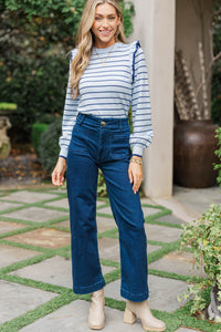 Let You Win Light Blue Striped Sweater