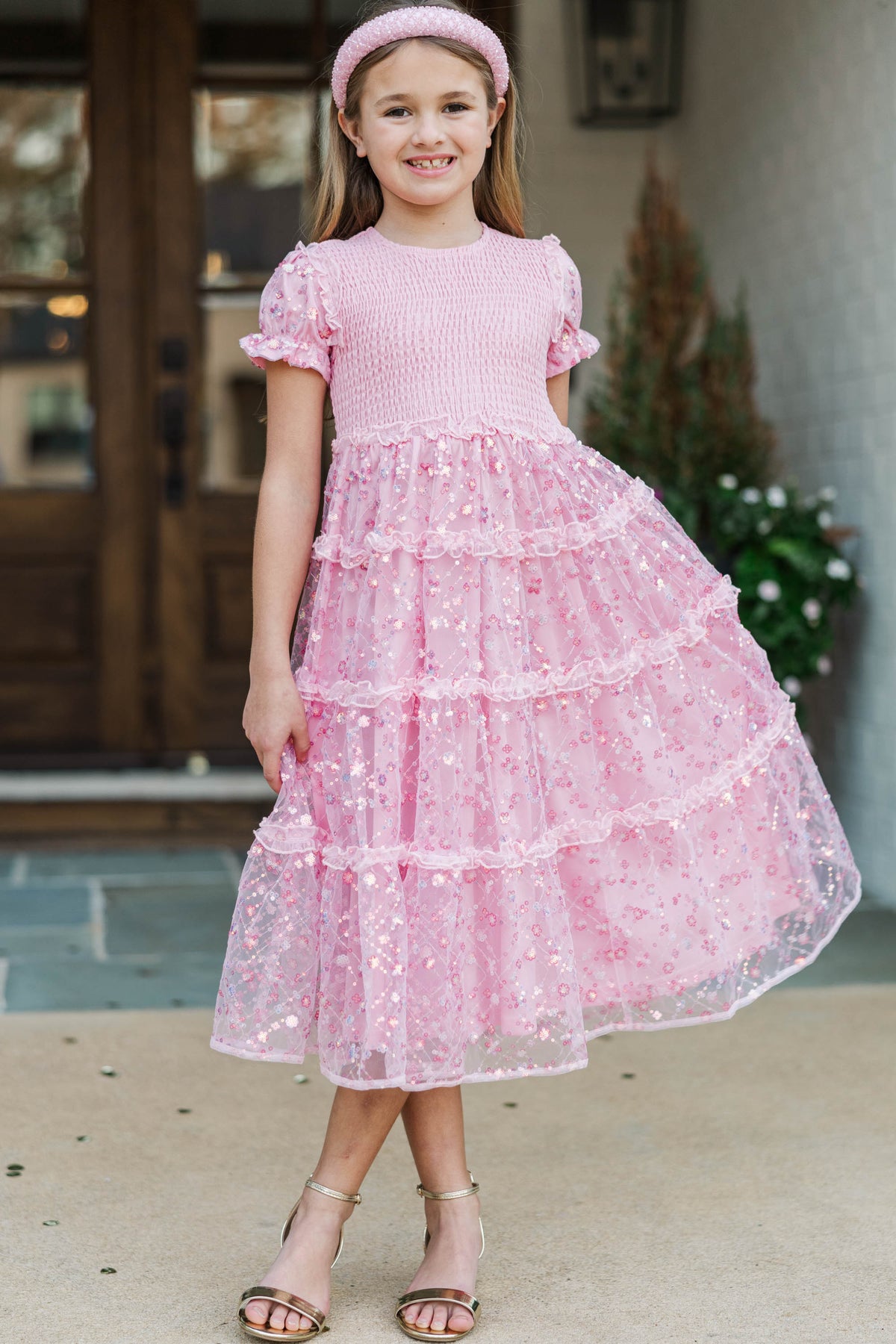 Girls: The Cora Pink Sequin Maxi Dress, (10/12) - The Mint Julep Boutique Girls: The Cora Pink Sequin Maxi Dress, (10/12) - The Mint Julep Boutique