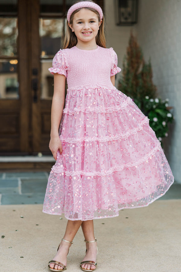 Girls: The Cora Pink Sequin Maxi Dress
