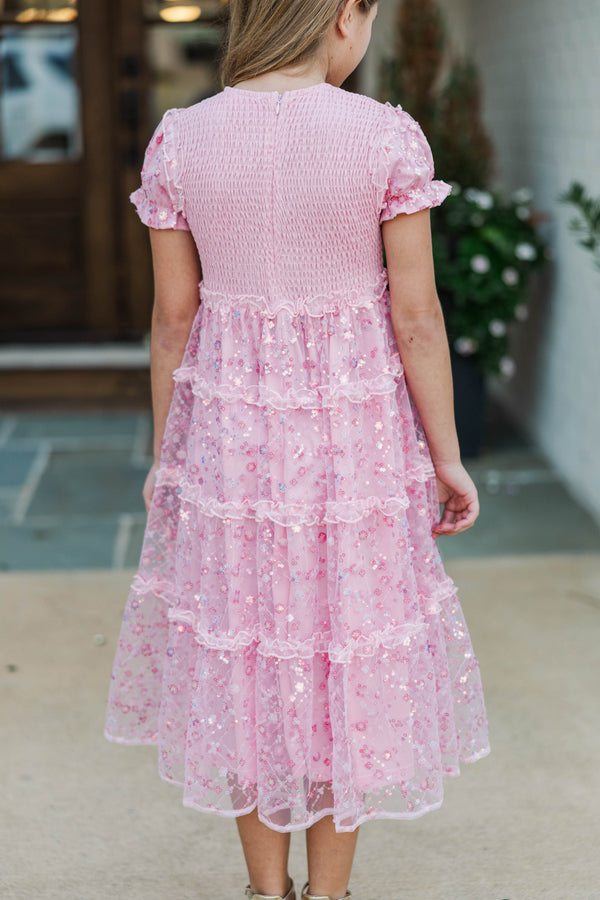 Girls: The Cora Pink Sequin Maxi Dress