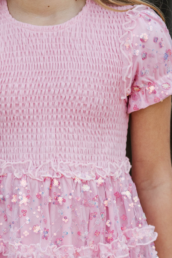 Girls: The Cora Pink Sequin Maxi Dress