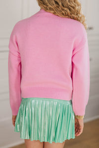 Girls: Feeling Just Fine Pink Floral Sweater