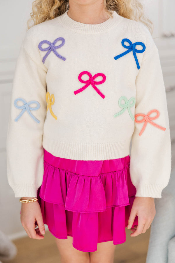Girls: The Alyson Multicolored Bow Sweater