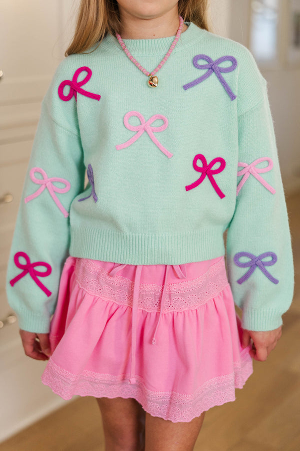 Girls: The Alyson Mint Bow Sweater