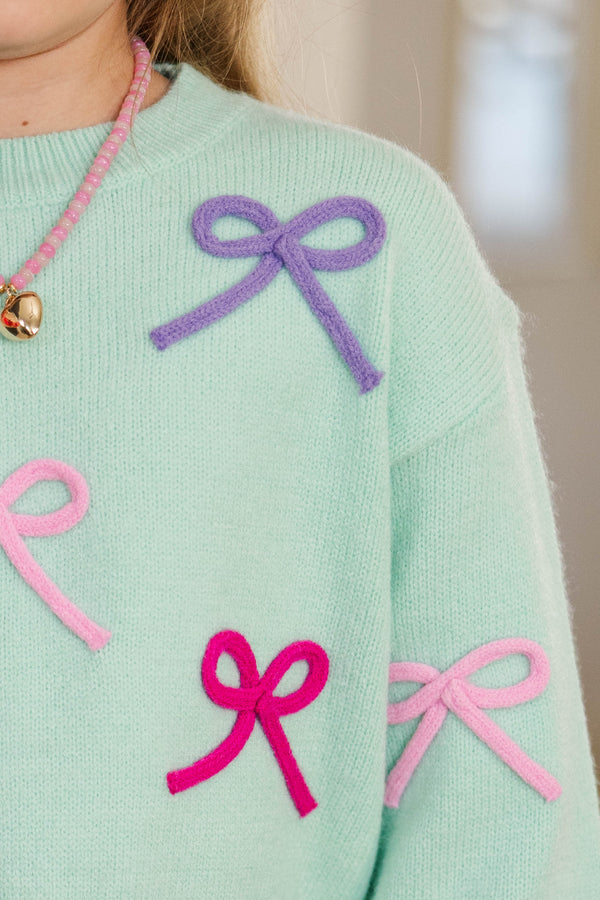 Girls: The Alyson Mint Bow Sweater