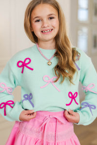 Girls: The Alyson Mint Bow Sweater