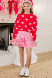 Girls: Spread The Love Red Hearts Sweater
