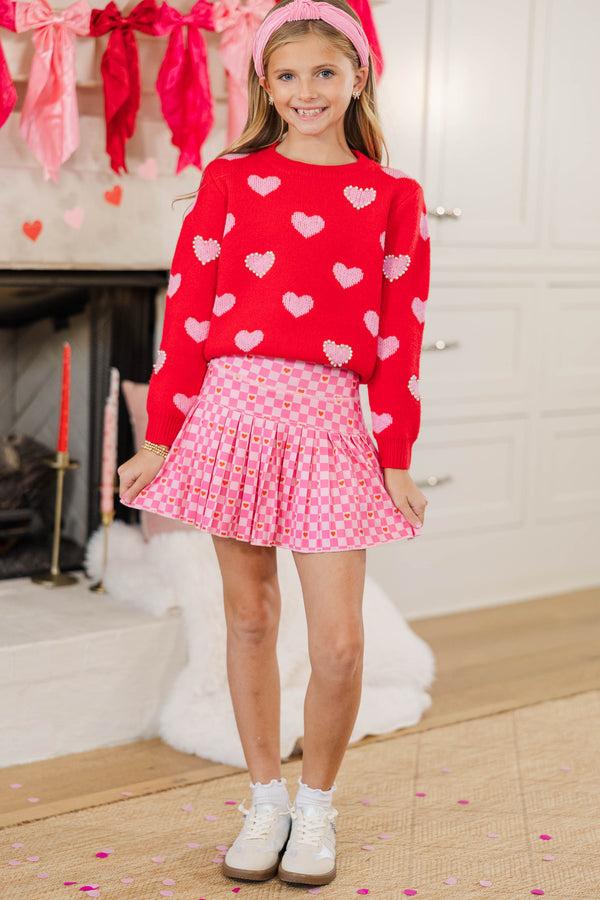 Girls: The Sadie Pink Gingham Heart Skort