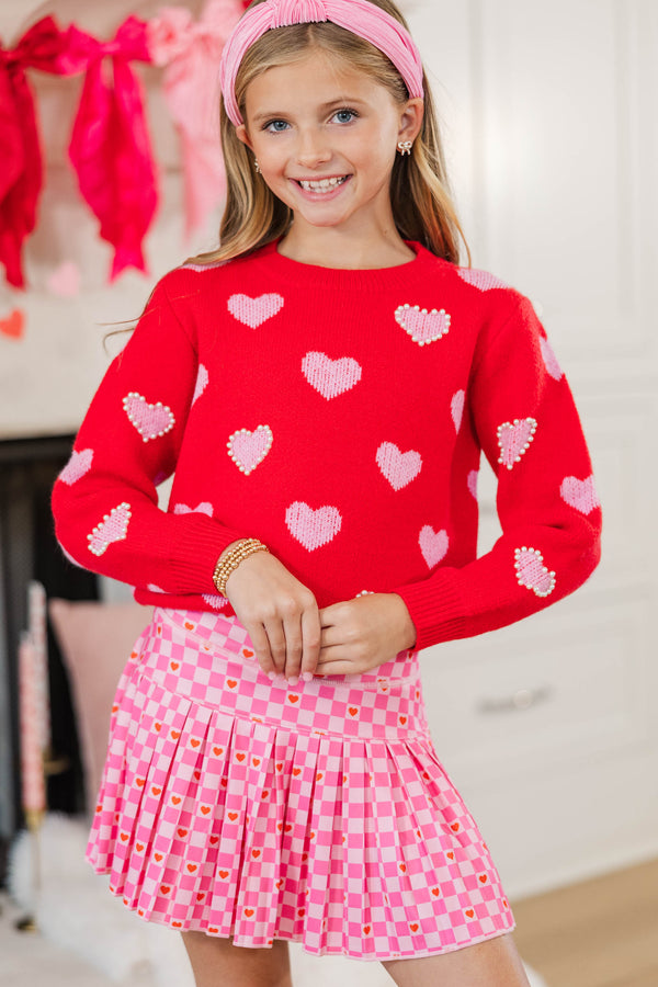 Girls: The Sadie Pink Gingham Heart Skort