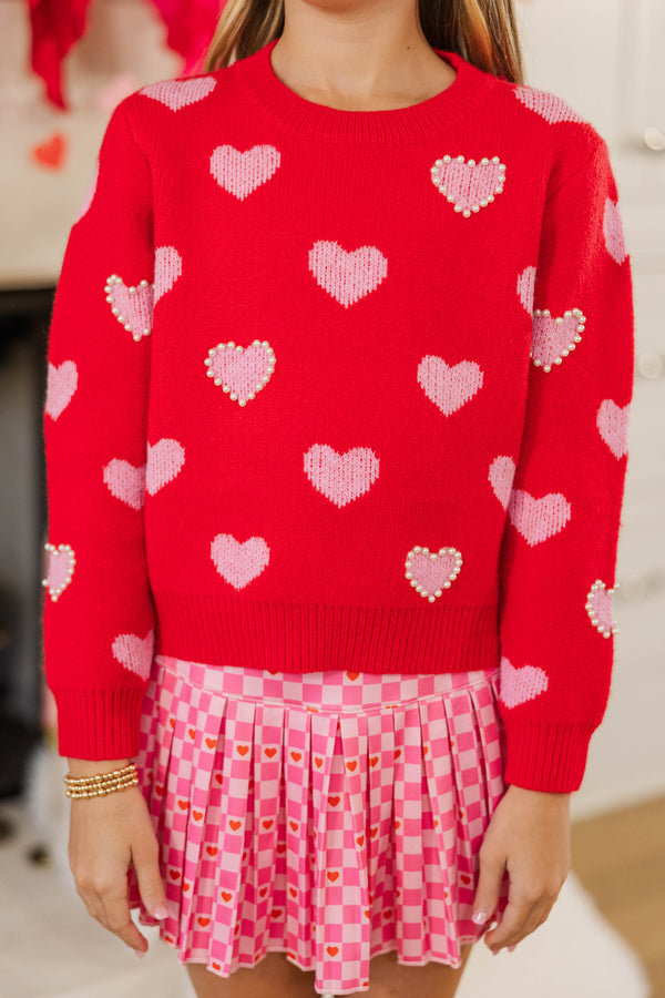 Girls: Spread The Love Red Hearts Sweater