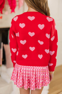 Girls: Spread The Love Red Hearts Sweater