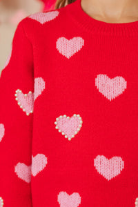 Girls: Spread The Love Red Hearts Sweater