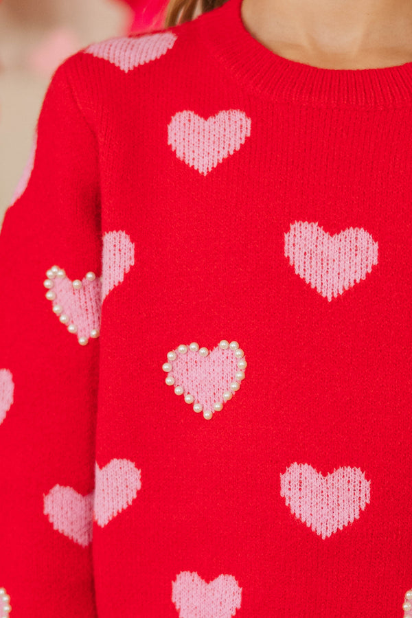 Girls: Spread The Love Red Hearts Sweater